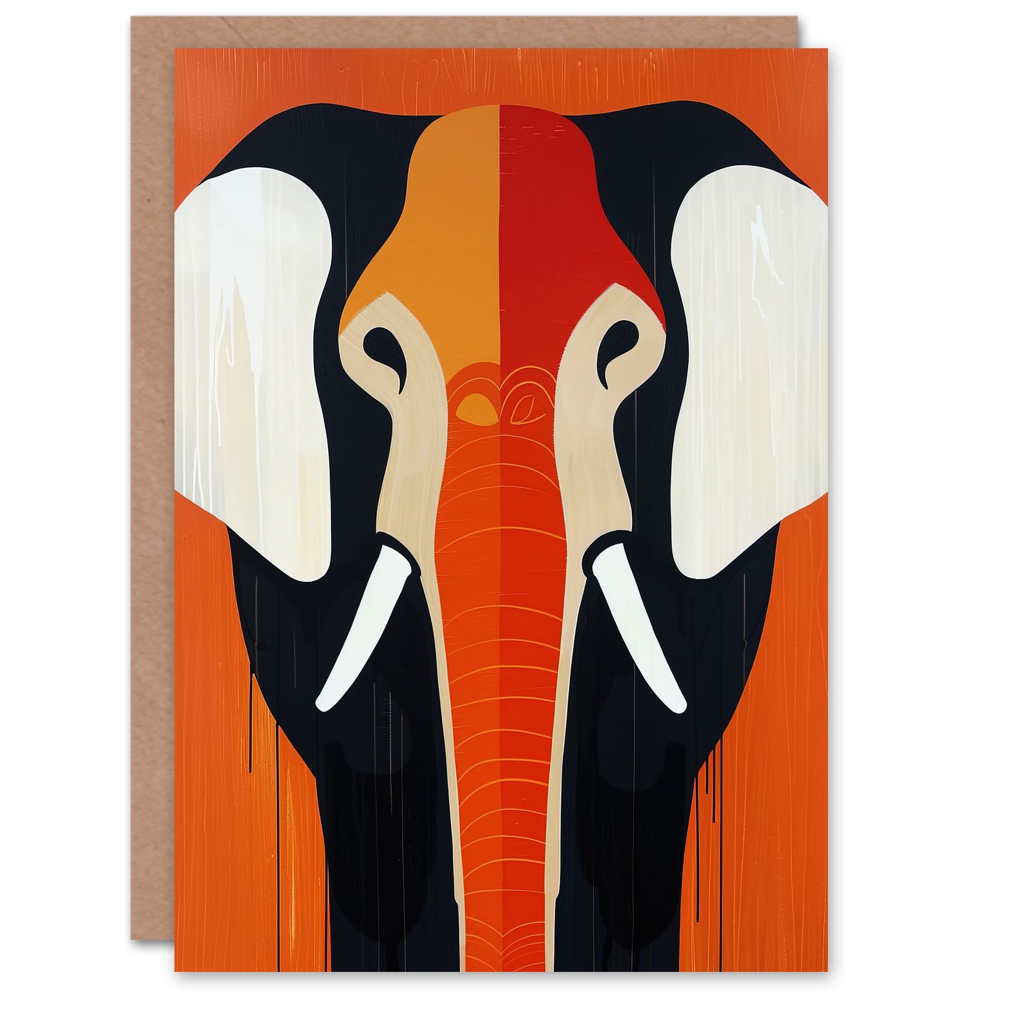 Artery8 - Greeting Card - Elephant Graphic Design - Orange