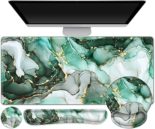 Miniatura 22 de Alfombrilla de mouse para juegos, alfombrilla de escritorio grande, bonito protector de escritorio, alfombrilla de mouse 4 en 1 XXL + reposamuñecas