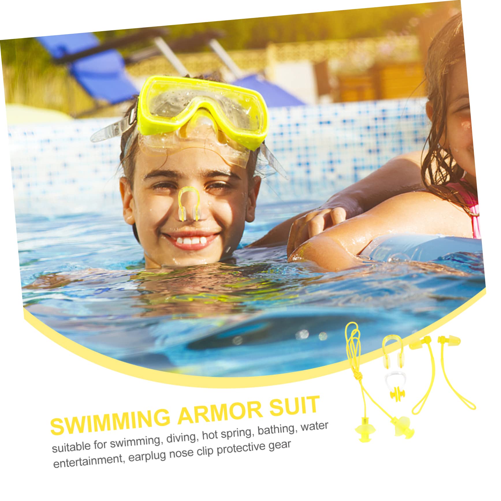 NAMOARLY 4pc Unisex Swim Earplugs and Nose Clip Set Water Protection for Adults Boys and Girls Ear Wraps for Swimming