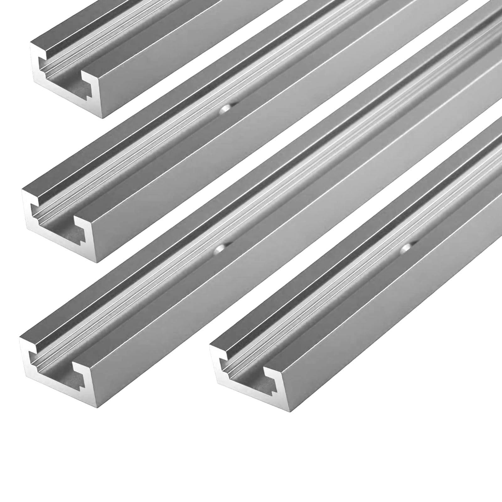 iMetrx T Tracks Woodworking Aluminum 48 inch 1220 mm Silver 4 Pcs Double Cut Profile Universal with Predrilled Mounting Holes for Universal T-Track Accessories