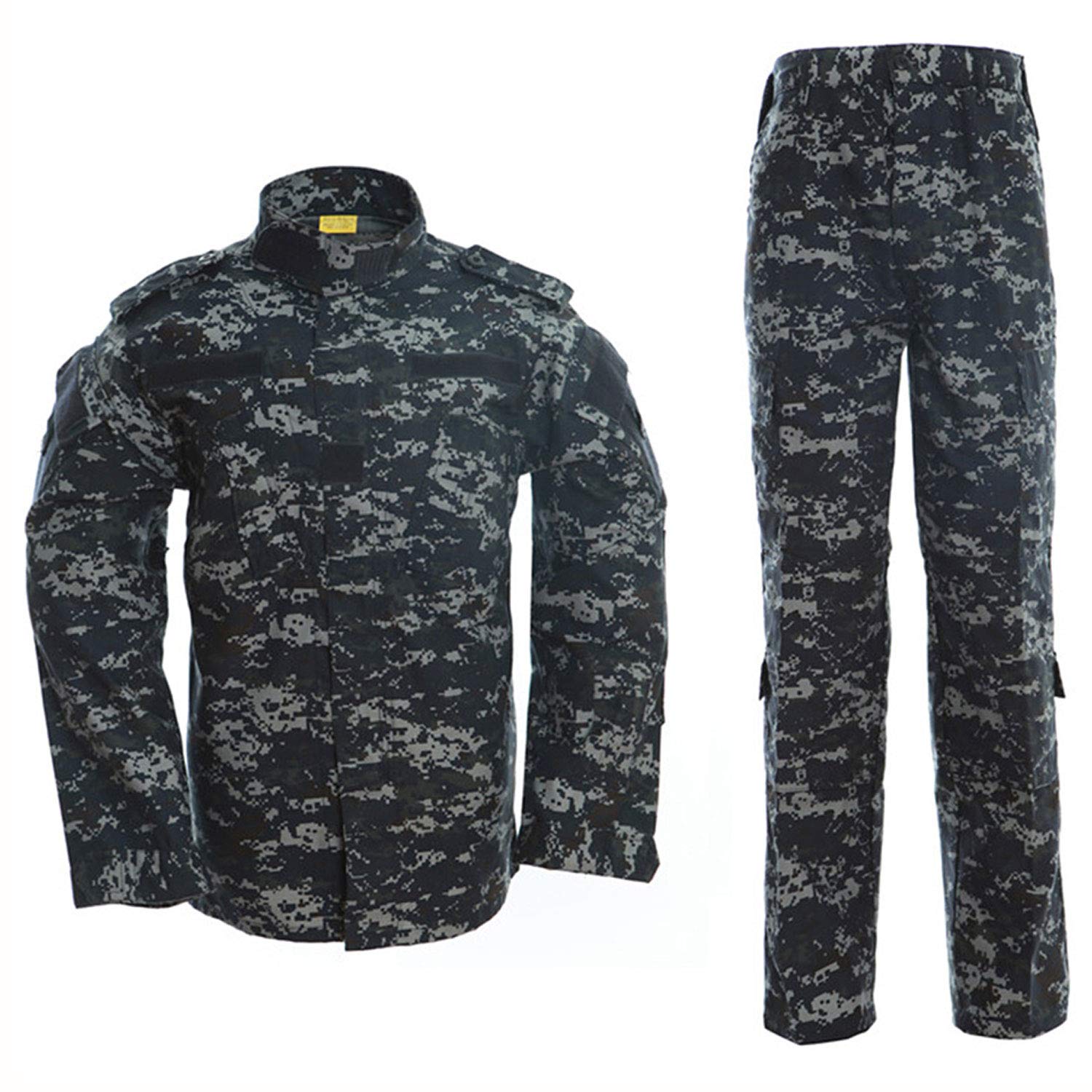 Men's Tactical Jacket and Pants Military Camo Hunting ACU Uniform 2PC Set