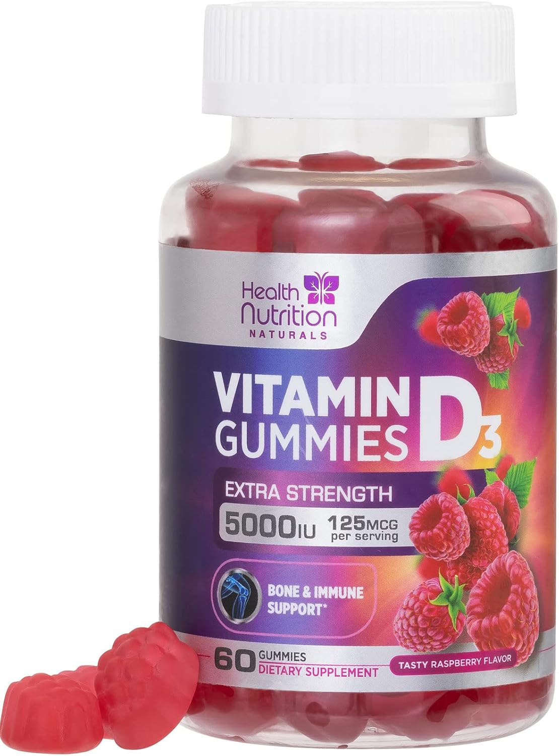 Vitamin D3 Gummies 5000 IU (125 mcg) – Extra Strength Immune Support, Bone, Teeth and Muscle Vitamin D Gummy Dietary Supplement, Nature’s Berry D Vitamin Supplement, Raspberry, Non-GMO – 60 Gummies Vitamin D3 Gummies 5000 IU (125 mcg) – Extra Strength Immune Support, Bone, Teeth and Muscle Vitamin D Gummy Dietary Supplement, Nature’s Berry D Vitamin Supplement, Raspberry, Non-GMO – 60 Gummies