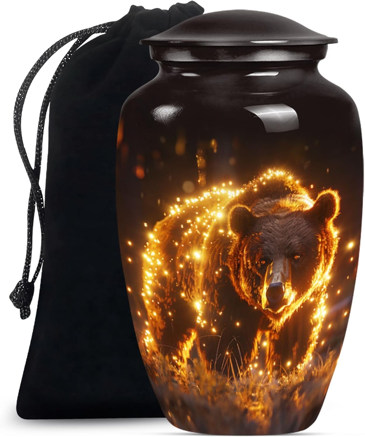 Bear Urn - Adult Cremation Urn for Men & Women - 10 inch, Multicolor, Bear Meadow Pattern, Indoor Use, Large Size