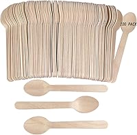 Vista 1 de 100PCS Wooden Spoons Disposable - 6.3 Inch Natural Bamboo Spoons, Compostable and Biodegradable, Ideal for Eating, Crafts, Weddings, Picnics, BBQs