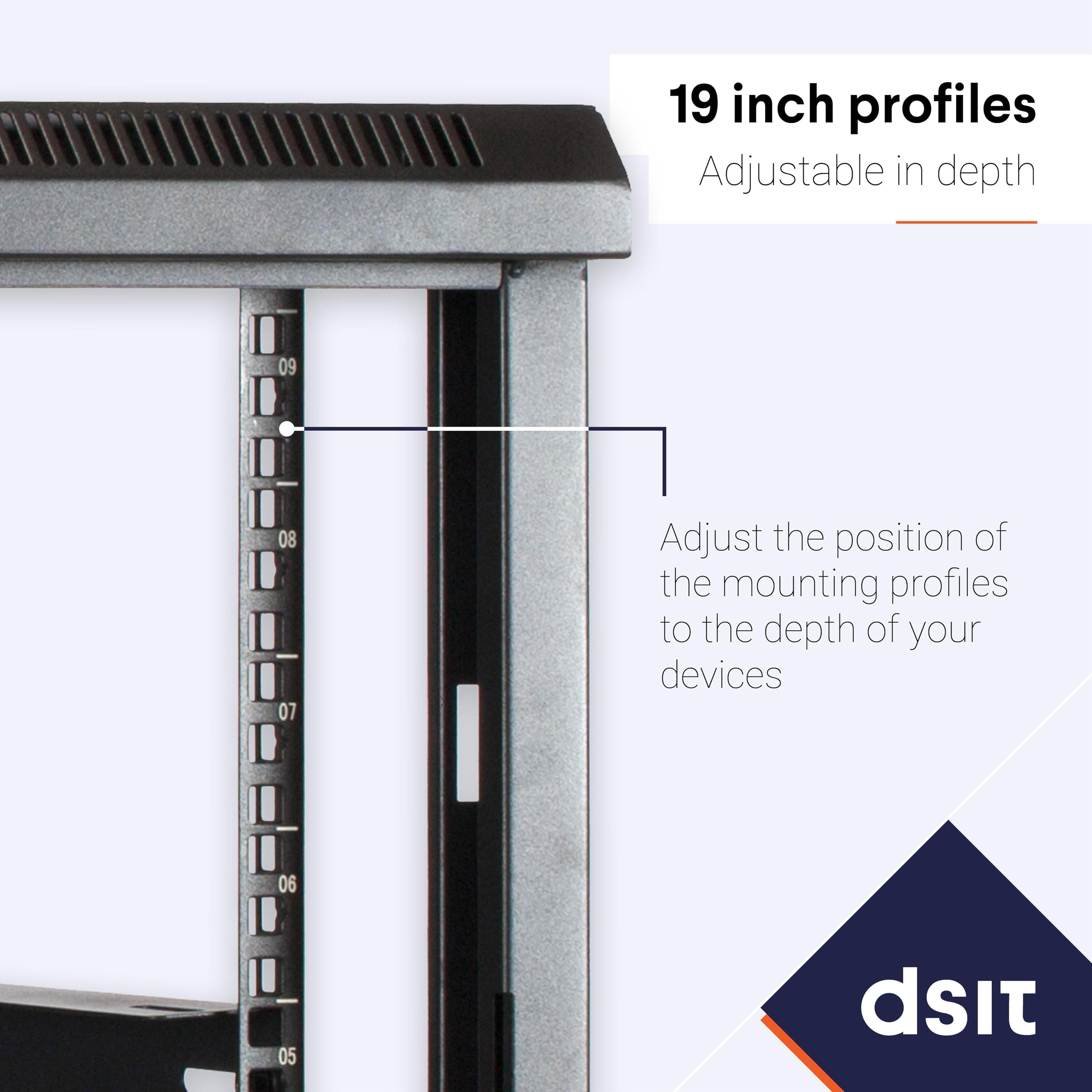 Armario de pared Baseline 9U con puerta de cristal, 600 x 450 x 500 mm