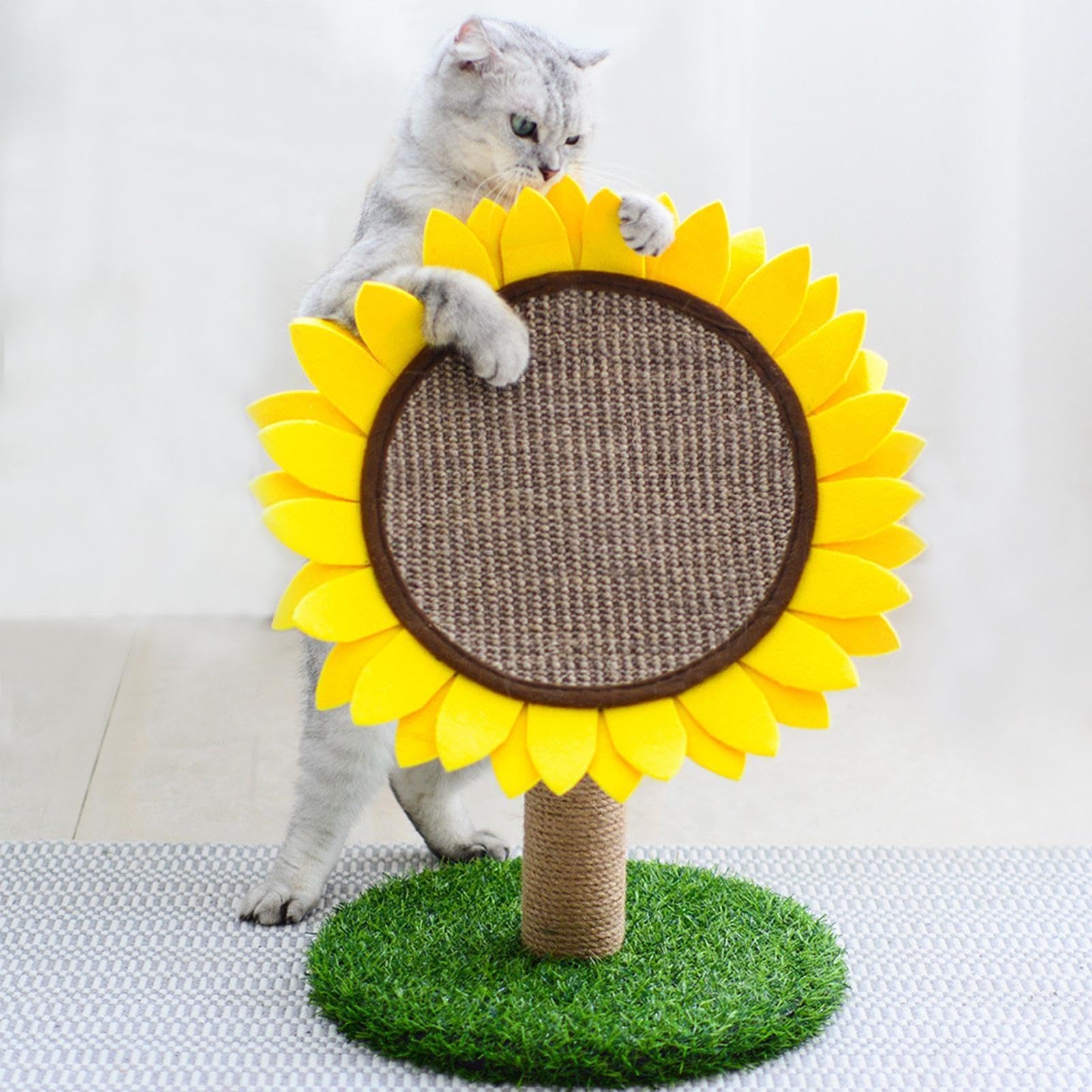 Jixcderm Cat Scratching Post, Sunflower Cat Scratchers, Indoor Kitty Sisal Scratcher Posts Cat Tree Interactive Activity Tree Tower Furniture, Small Sunflower Kitten Scratch Tree, Sunflower Cat Tree