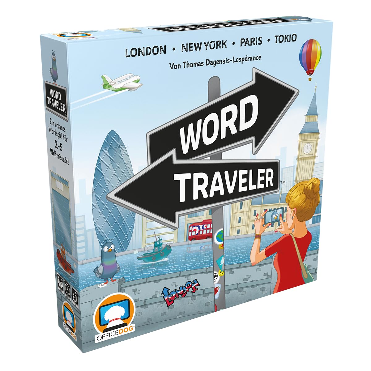 Asmodee Office Dog, Word Traveler, Gioco di Parole, 2-5 Giocatori, dai 10+ Anni, 30-45 Minuti, Tedesco