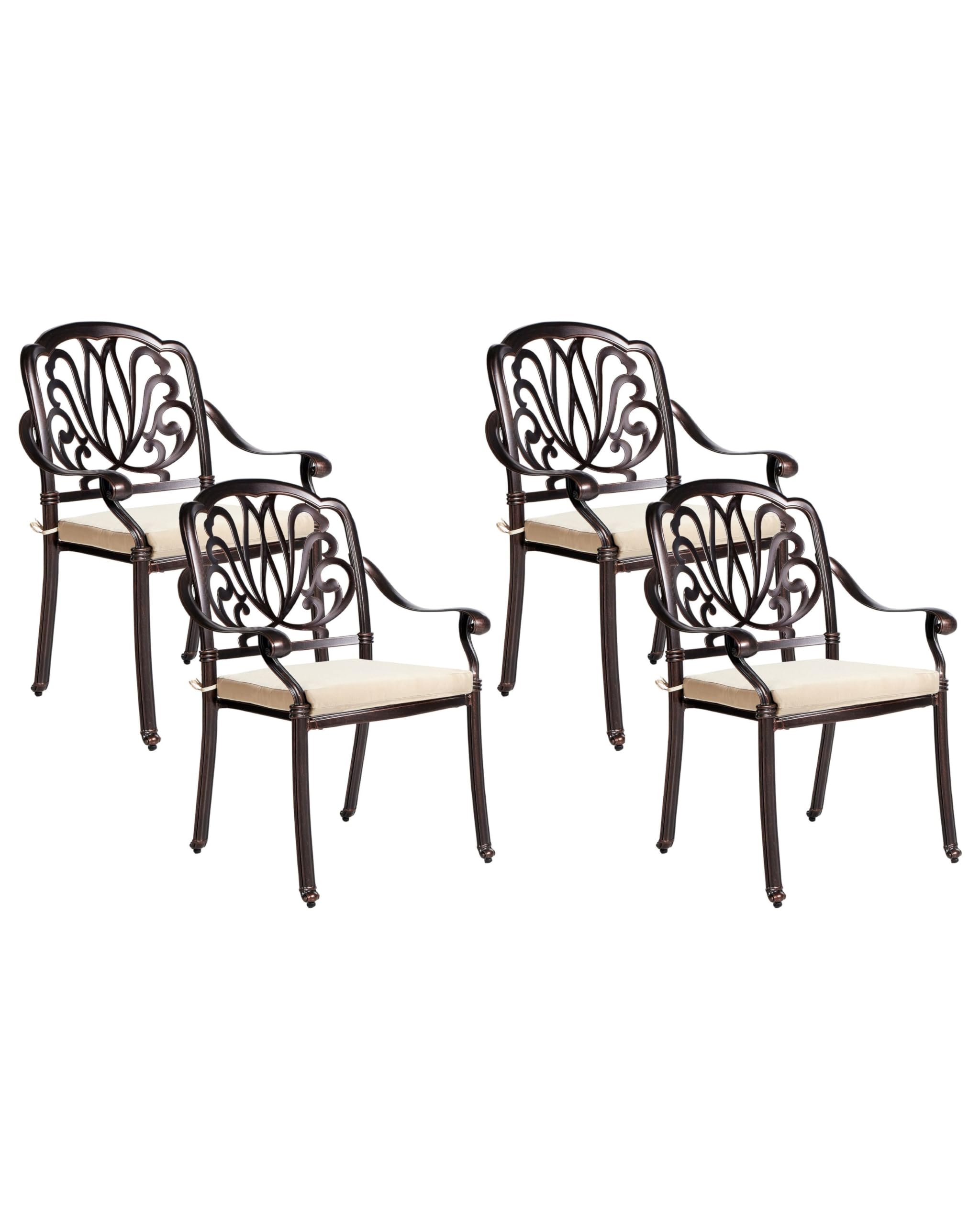 Chaises de jardin haut de gamme lot de 4 en aluminium cuivré Ancona de Beliani