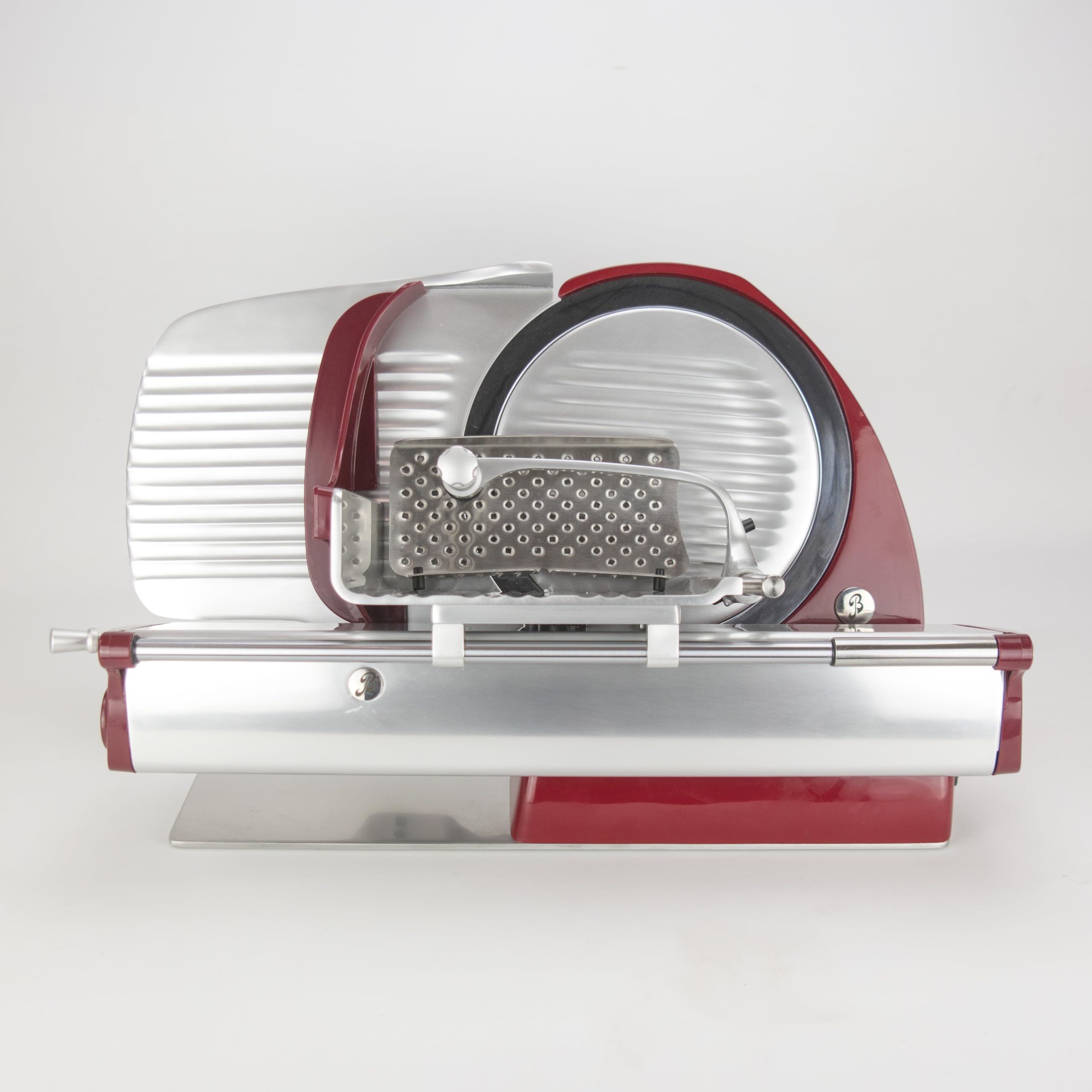 Berkel Affettatrice Home Line 250 in rosso – Affettatrice Premium con tagliere realizzato a mano in legno di barile + pinza da affettatura originale di Berkel – Offerta speciale