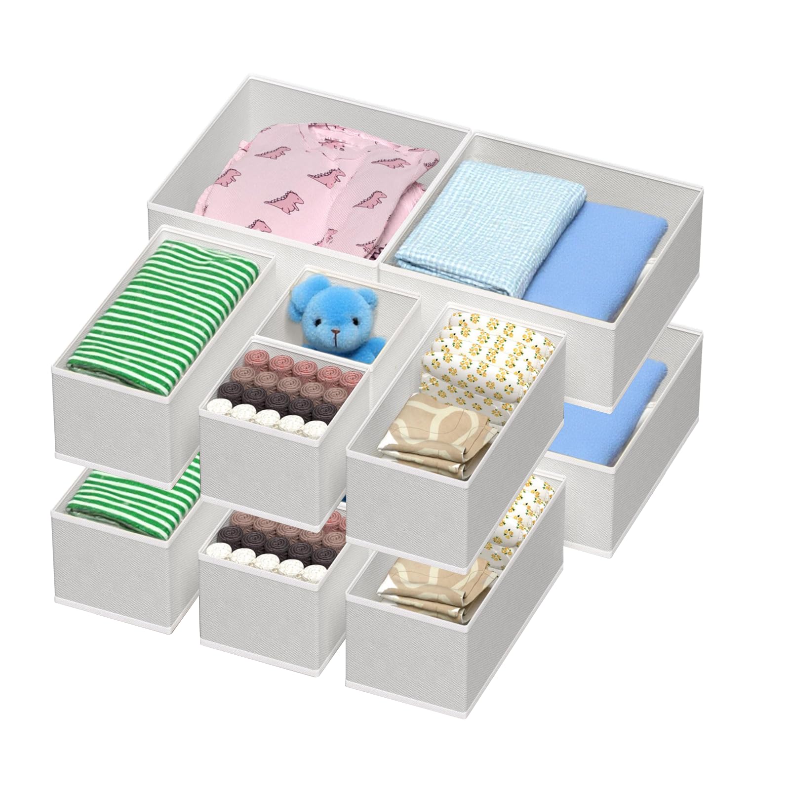 Eidoct 12-Pack Foldable Drawer Organizers - Fabric Storage Bins for Clothes