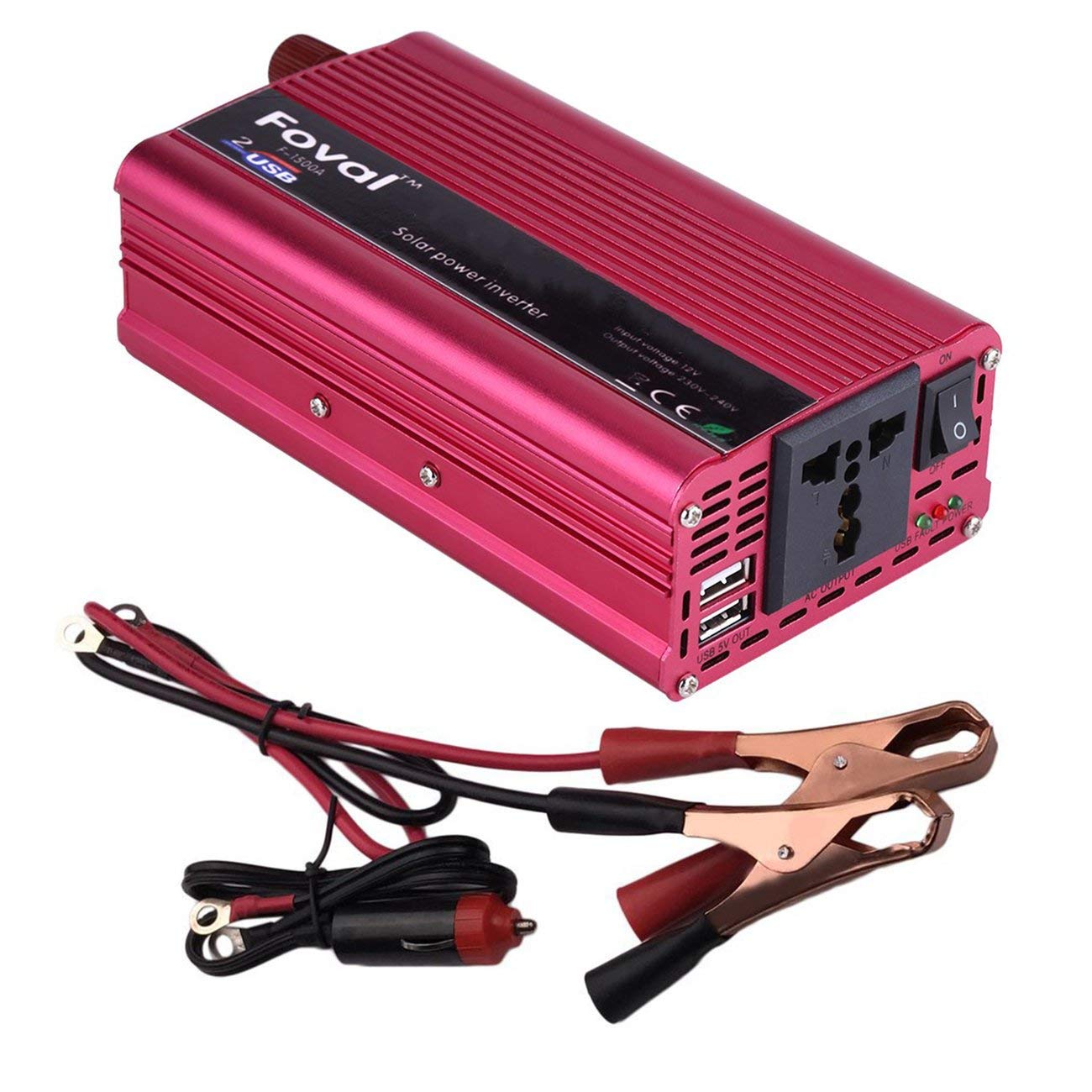 iyoukesin High Power Car Inverter 2000W DC12V to AC220V Aluminum Alloy