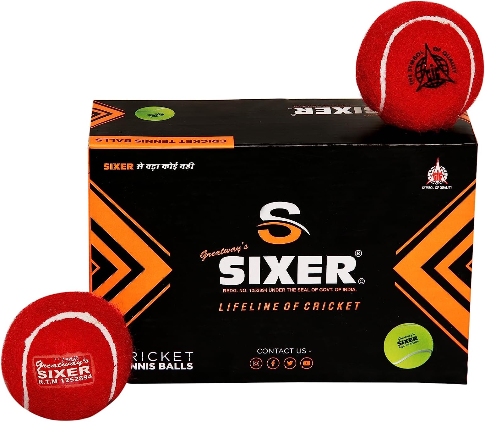 SIXER Rubber Cricket Tennis Balls (Maroon, Standard Size)