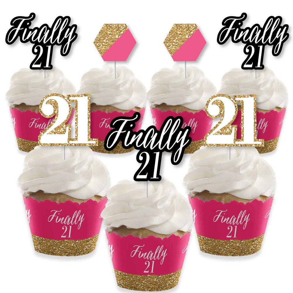 Amazon.com: Big Dot of Happiness Finally 21 Girl - Cupcake Decoration - 21st  Birthday Party Cupcake Wrappers and Treat Picks Kit - Set of 24 : Grocery &  Gourmet Food
