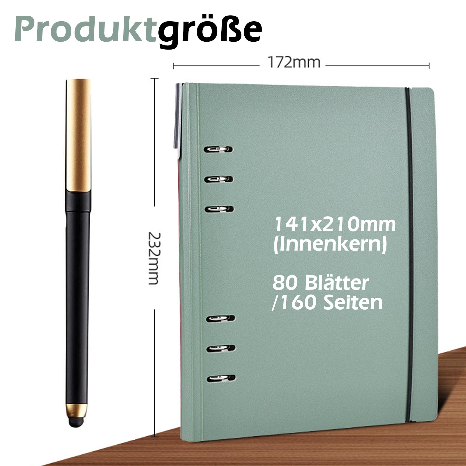 Raccoglitore Ad Anelli A5 Ricaricabile | 200 Pagine | Copertina Rigida Con Penna | Blu