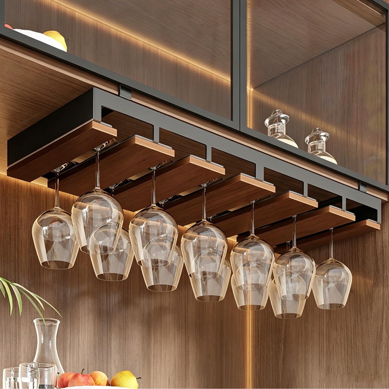 YXLLGS Under Cabinet Wine Glass Rack, Hanging Stemware Holder