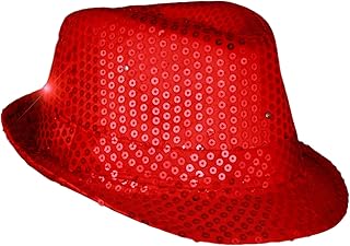 blinkee LED Flashing Fedora Hat with Red Sequins