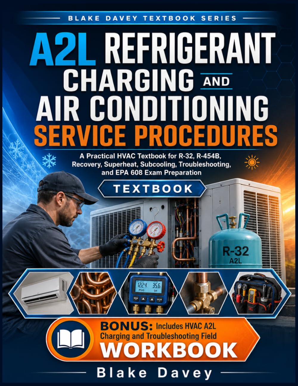 A2L REFRIGERANT CHARGING AND AIR CONDITIONING SERVICE PROCEDURES: A Practical HVAC Textbook for R-32, R-454B, Recovery, Superheat, Subcooling, Troubleshooting, and EPA 608 Exam Preparation