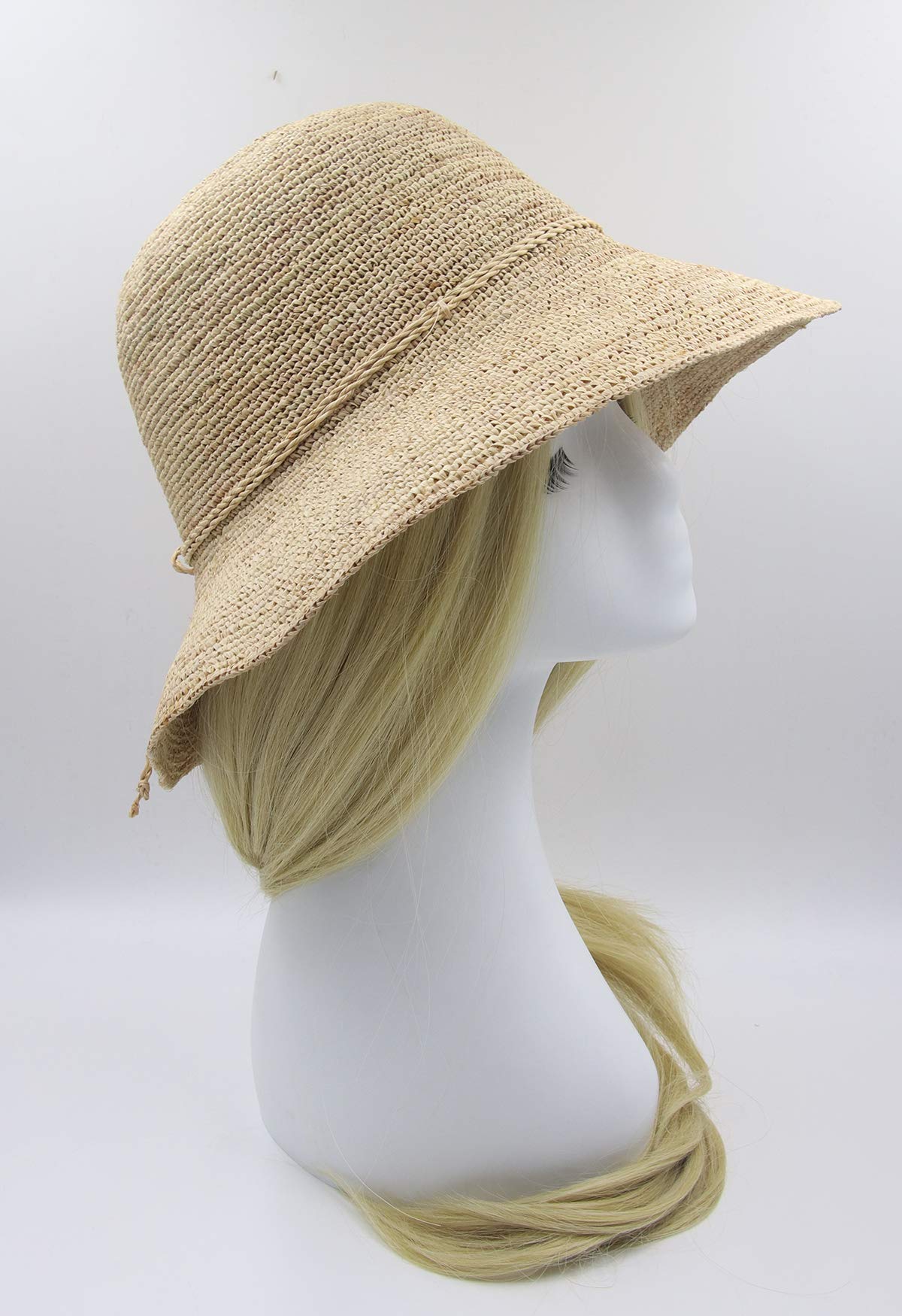 Sombreros de pescador para mujer, sombrero de paja para el sol de la playa de verano, Natural 7