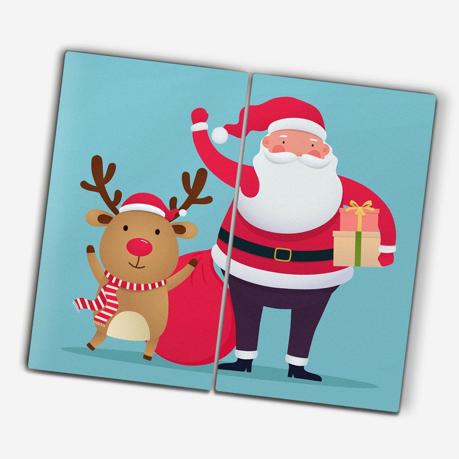 Décoration de Noël Santa Claus pour cuisine avec tapis de découpe verre