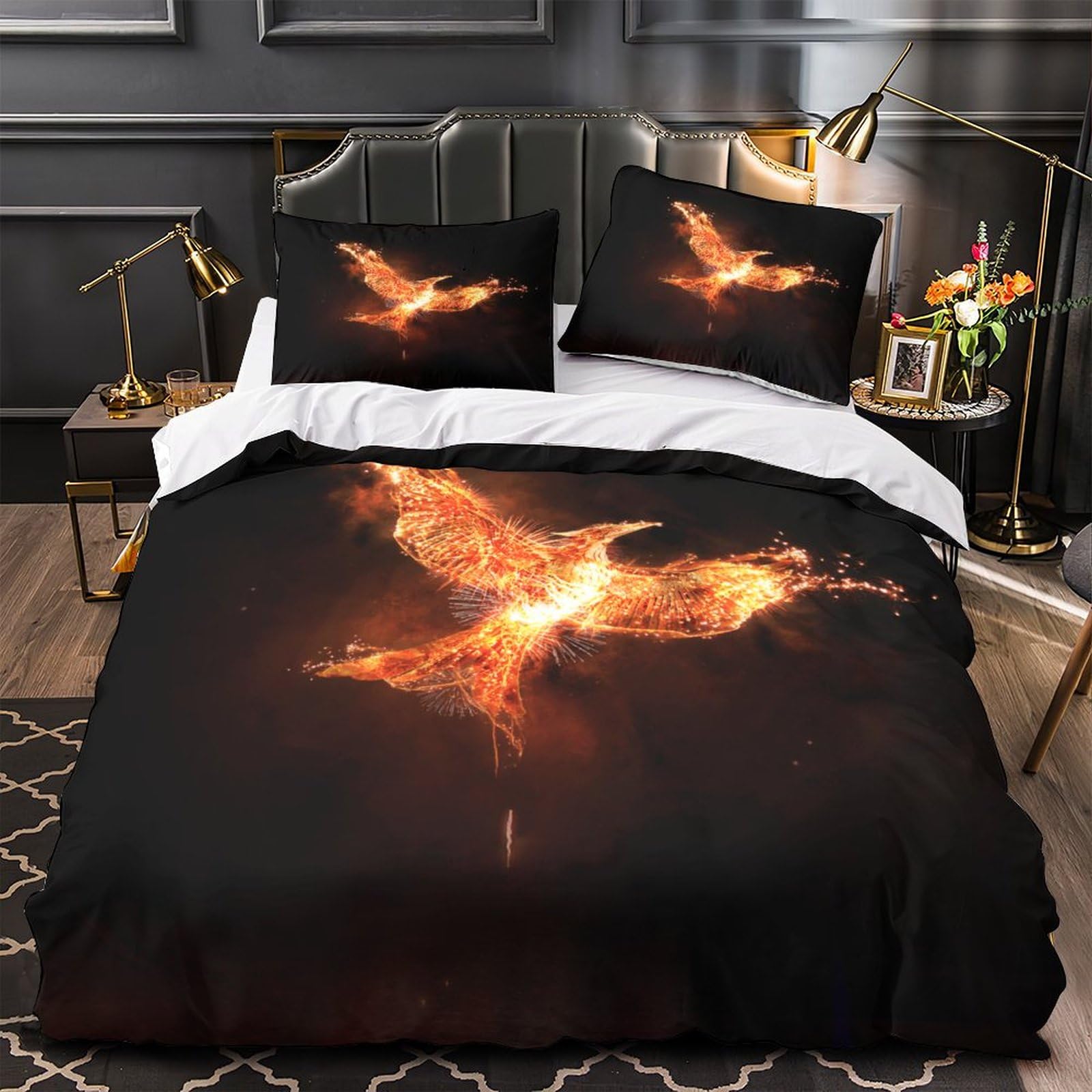 MXRMXR Phoenix Duvet Cover Set 3D Printed Bedding Set, Quilt Cover with Zipper Closure Comforter Cover for Childrens And Adults, Soft Microfiber Bedding Single（140x200cm）