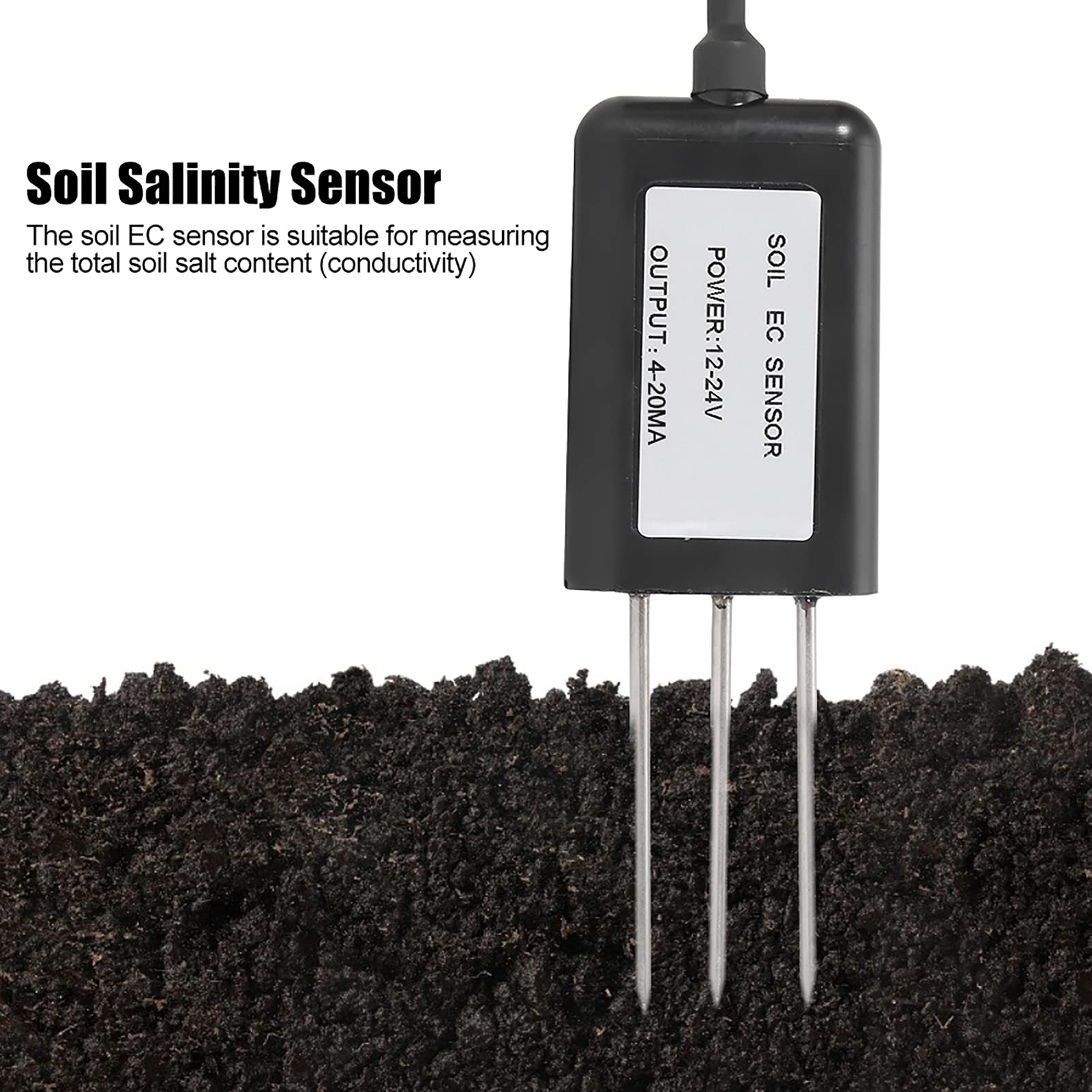 Eujgoov Sensor de Conductividad del Suelo Impermeable Profesional 4-20MA, Medidor de Conductividad del Suelo, Medidor de Sensor de Conductividad del Suelo, Monitores Detectores