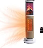 Vista 1 de Comfort Zone 25" Tower Space Heater with 3D Flame Effect, 1500W/1000W, 8H Timer, 75° Oscillation, Thermostat, Remote Control, Overheat & Tip-Over