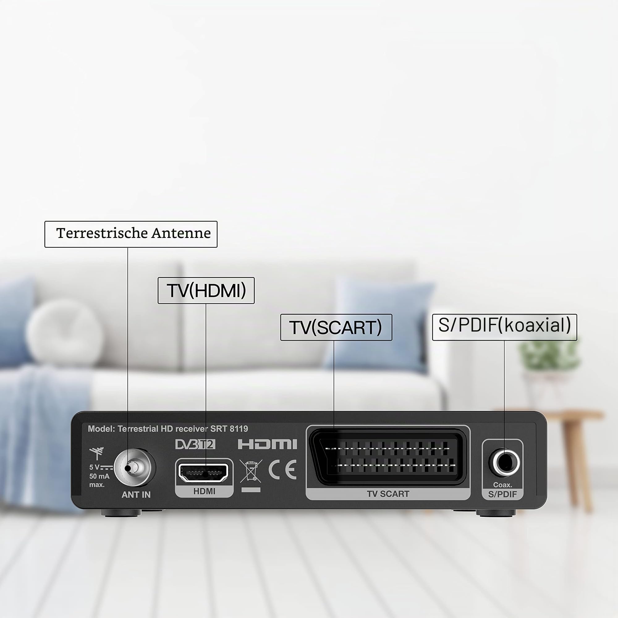 Strong SRT 8119 Terrestrischer Digital-Decoder DVB-T2 HDMI mit Display
