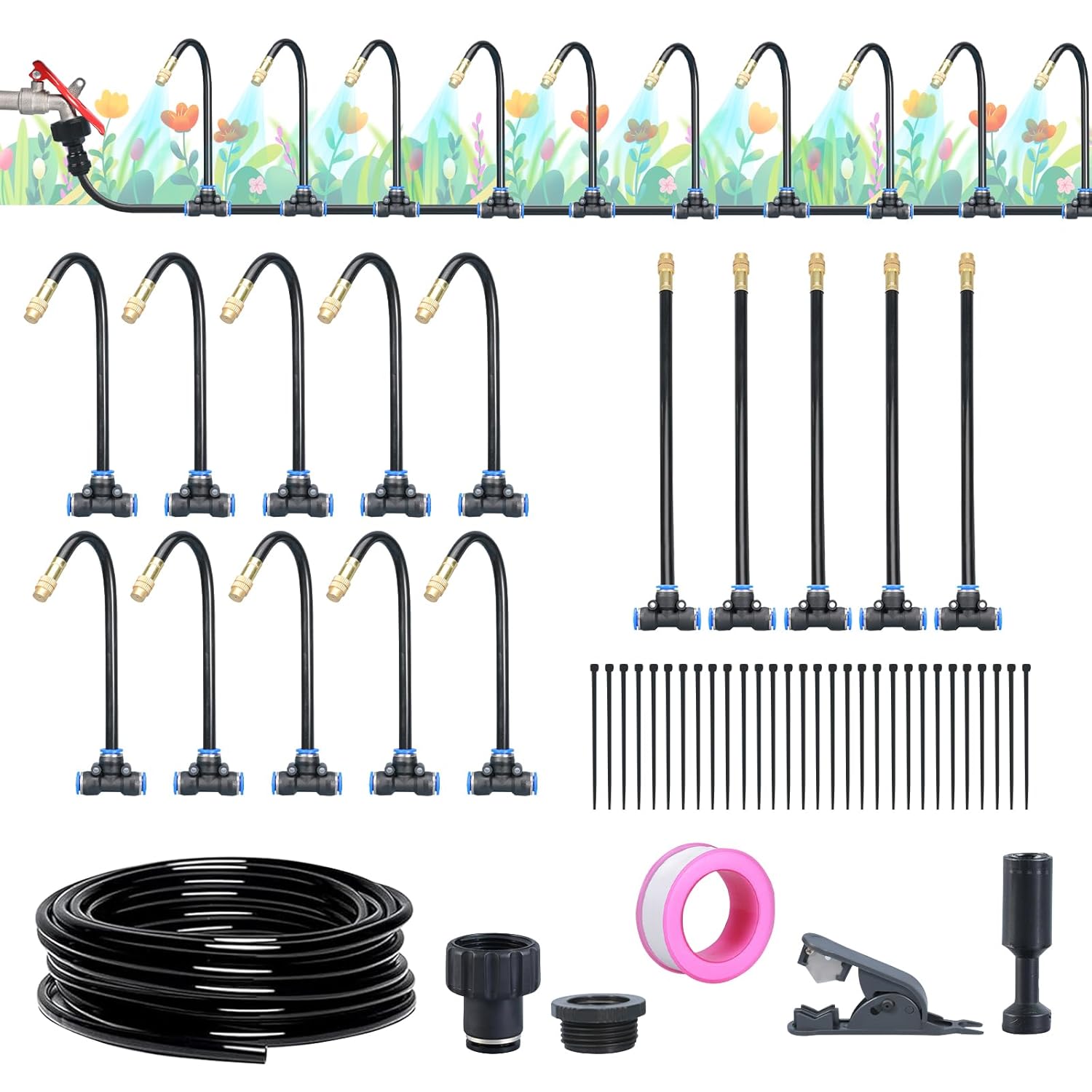 360° Curved Garden Automatic Irrigation System, Watering System Garden, Greenhouse Plants, Raised Bed Irrigation Drip Irrigation for Landscape, Flower Bed and Patio Plants (15M)