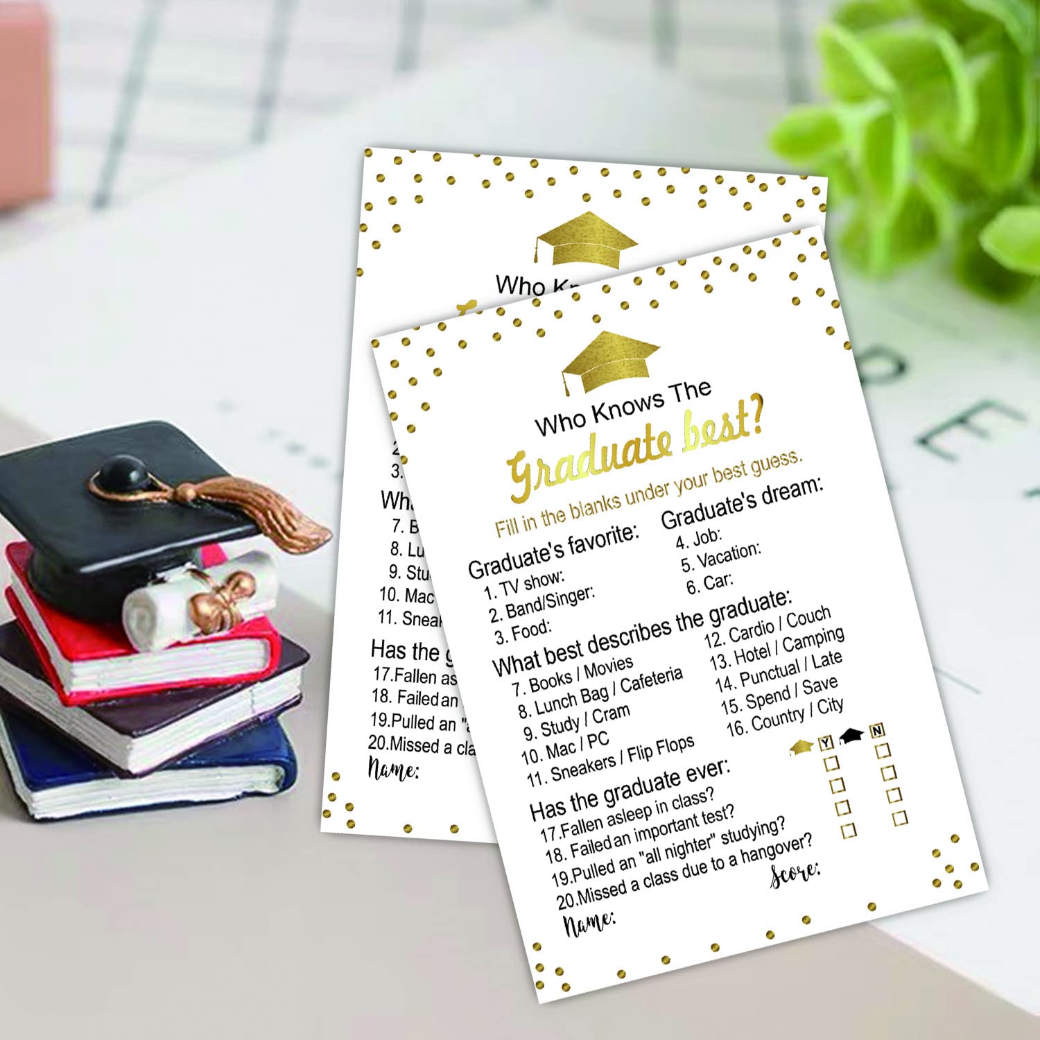 33 Quizkarten Für Abschlussfeiern – 'Wer Kennt Den Absolventen Am Besten?' Für Schule, Uni & Party
