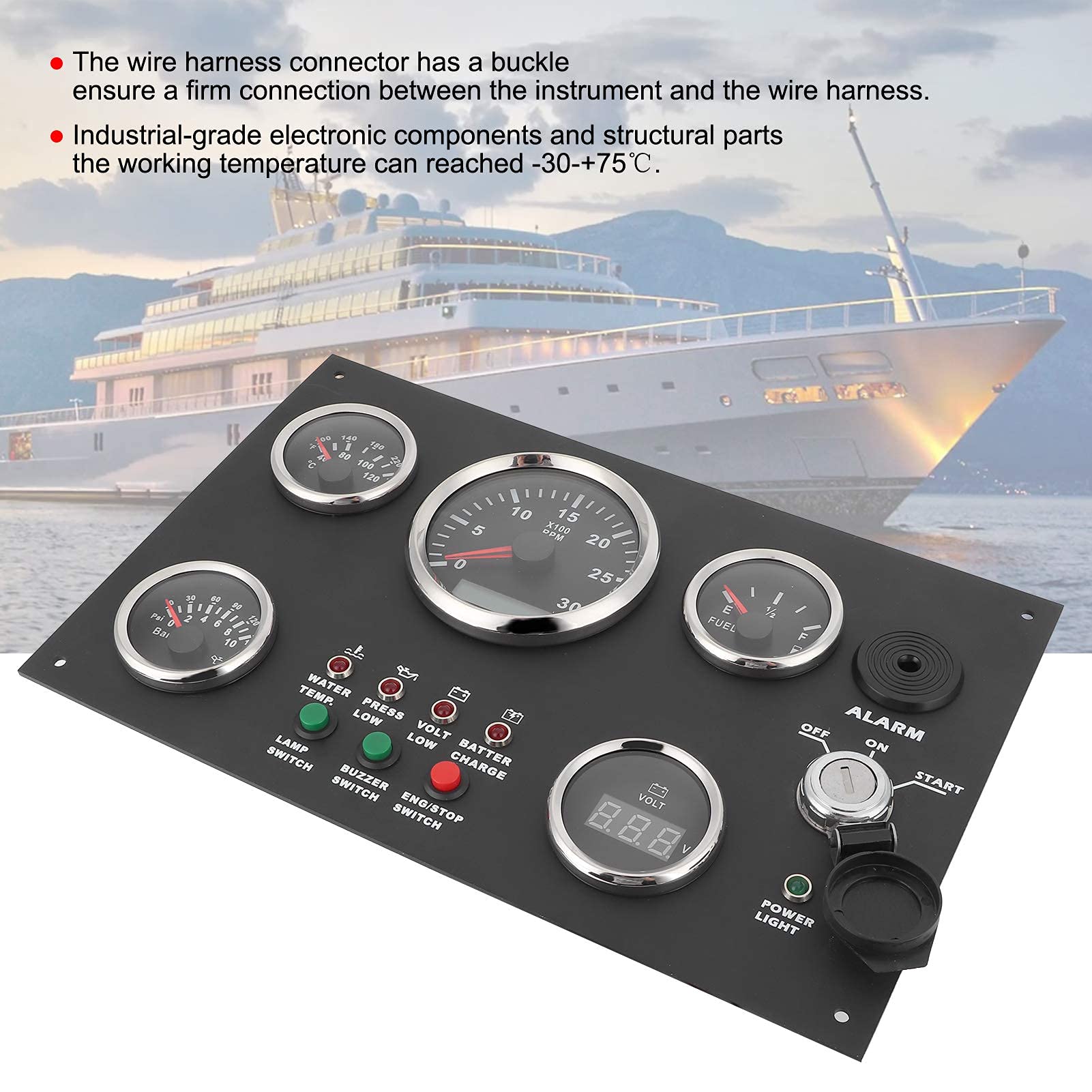 Tablero de instrumentos modificado, 12-24 V, aceite universal, temperatura del agua, voltaje, presión, velocidad, juego de medidores combinados con llave de encendido, interruptor de luz y panel de co