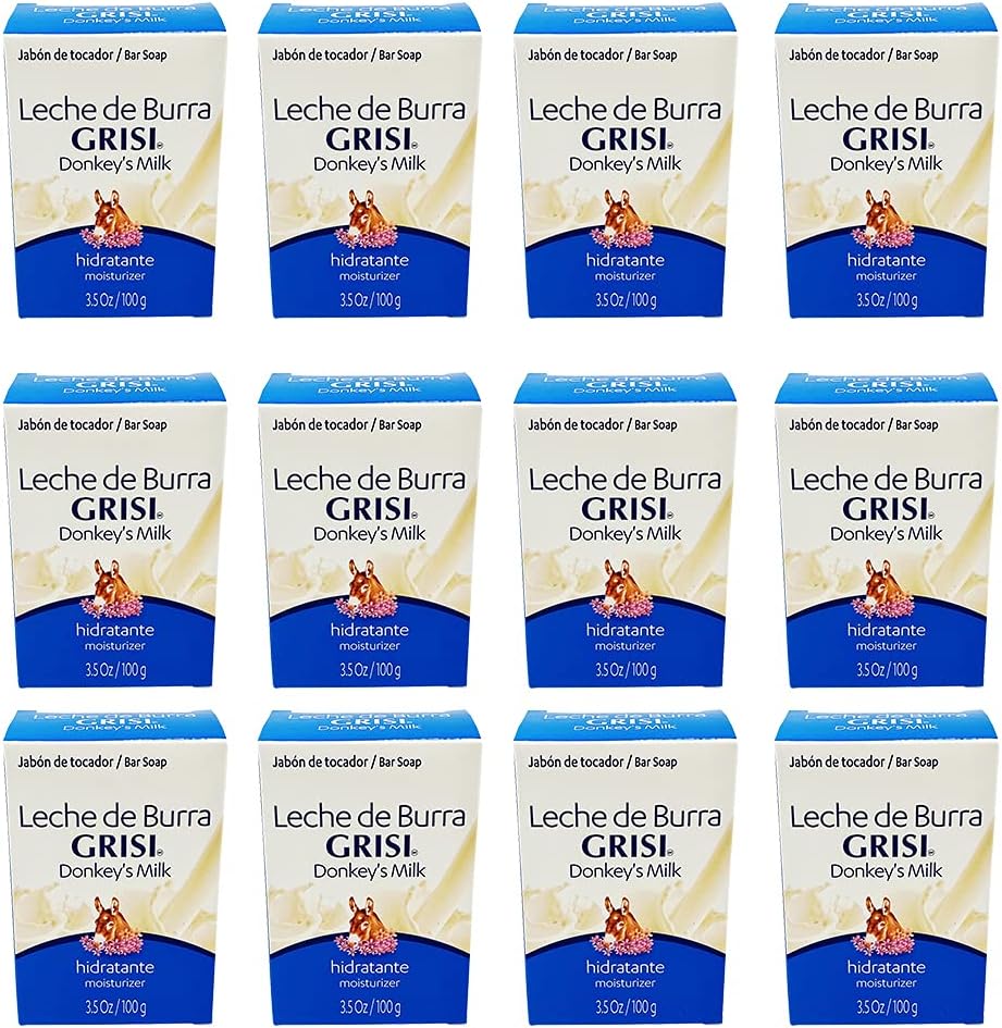 12pk - Donkey's Milk Soap - Jabon Leche de Burra - Grisi (3.5 Oz. X 12 Units) by Grisi