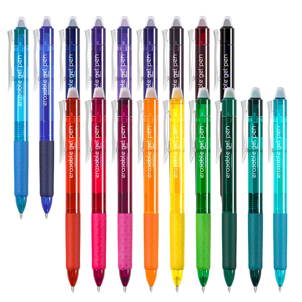 Sponsored Ad - 18 Colors Retractable Erasable Gel Pens Clicker, Fine Point(0.7), Make Mistakes Disappear, Premium Comfort Grip for Drawing Writing Planner and Crossword Puzzles