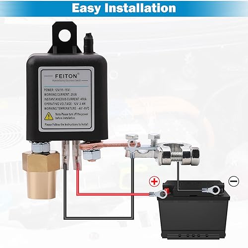 Miniatura 4 de Interruptor de desconexión de batería 250 A 12 V, arrancador de 450 A, cables de calibre 5, interruptor de apagado negativo para poste superior CC