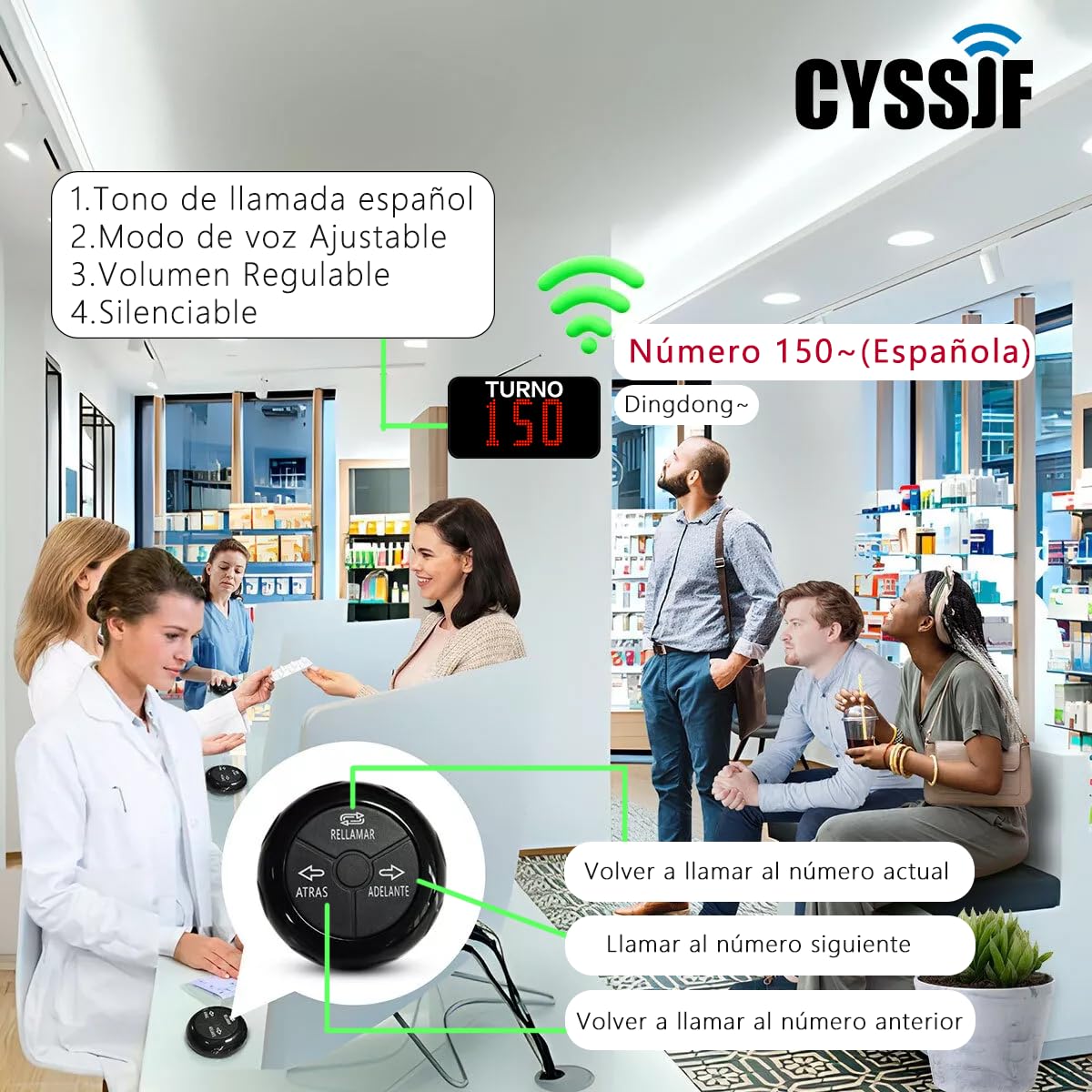 Sistema Gestion de Colas 3 Digitos con Pantalla Números y Impresora Turnos