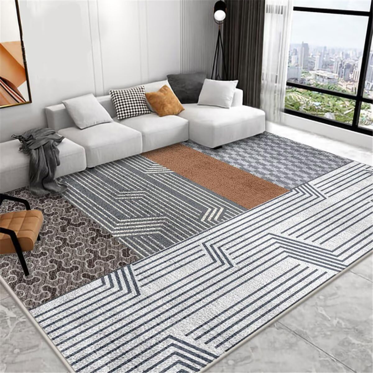 Tapis balcon bureau ado garçon gris pour décoration salon moderne
