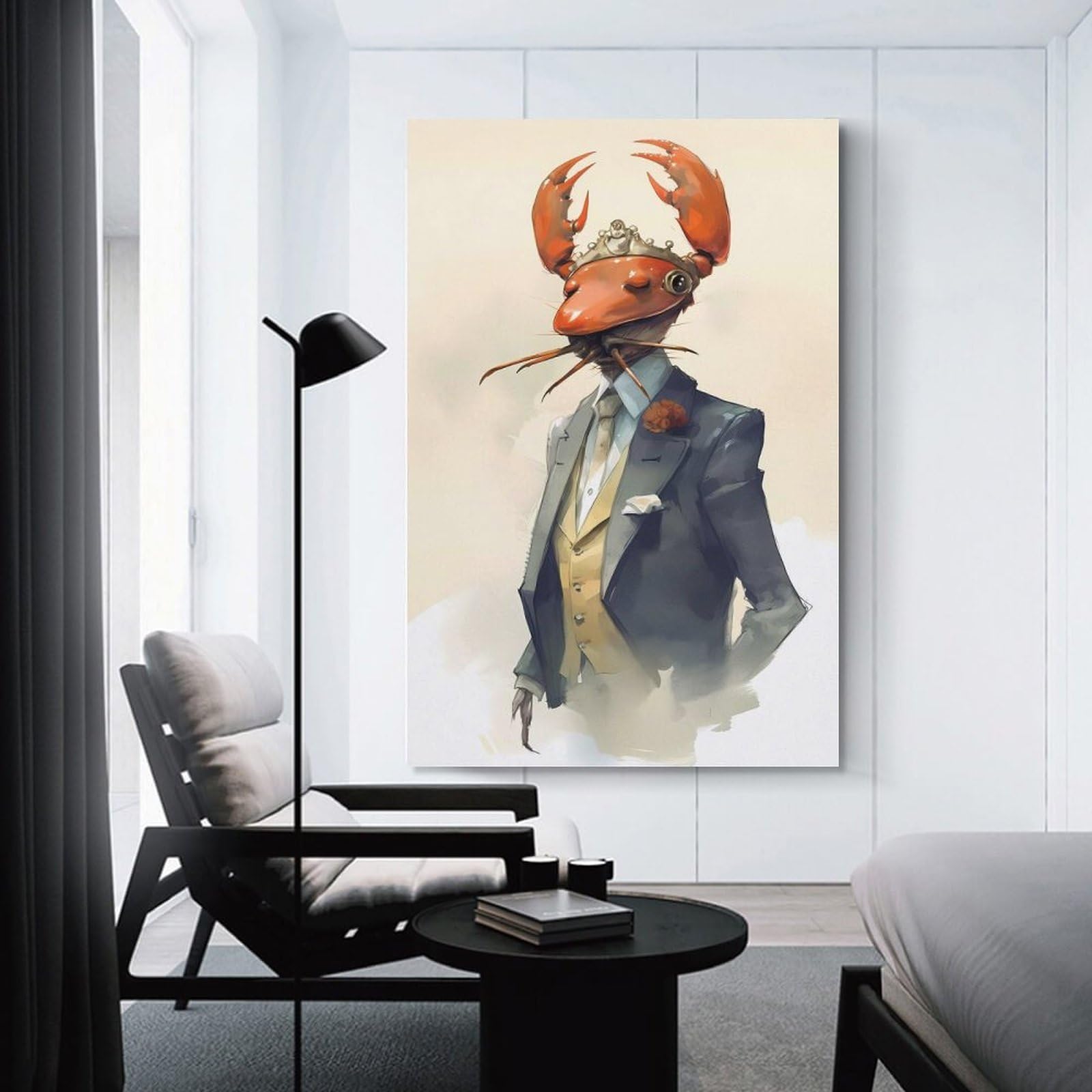 Junmoney Crab Treasured Wall Art Print, 24x36inch(60x90cm), for Study, Office Or Focused Interiors, Home Office Artwork with Decorative Appeal