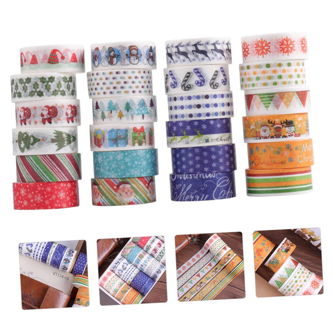 EXCEART 72rollos Cintas Adhesivas Washi De Navidad para Decoración De Scrapbooking y Manualidades Diseño Temático Festivo para Planificadores y Embalaje De