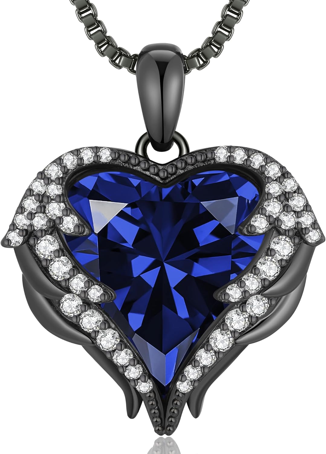 CDE Valentines Day Gifts for Women Angel Wings Necklace for Women with Birthstone, Love Heart Silver Tone/Gold Tone Pendant, Ideal Anniversary or Birthday Jewelry Gifts for Wife Girlfriend Her