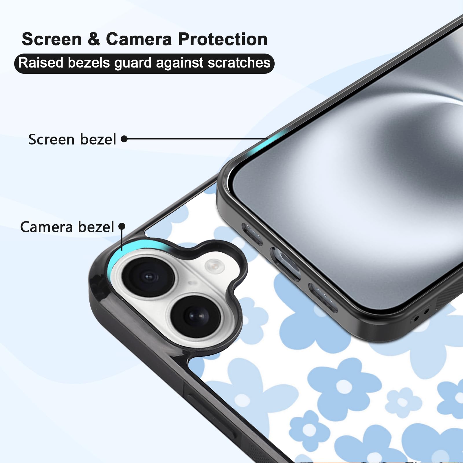 スマートフォン本体 flower Amazon.com: Light Blue Flower Phone Case Compatible with