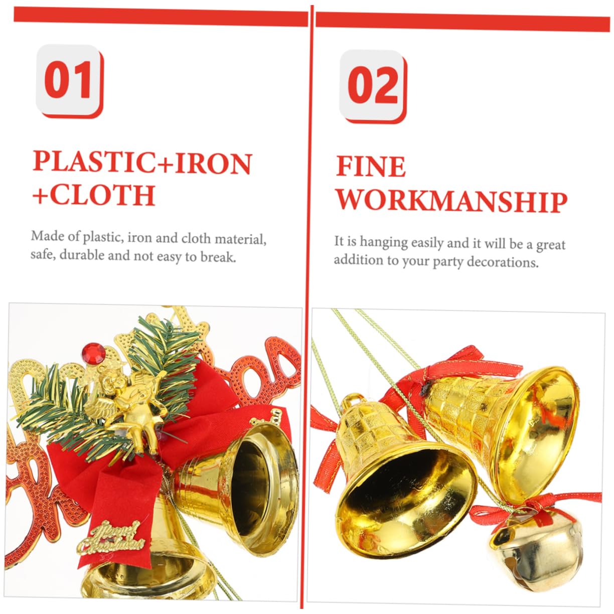 ABOOFAN 5 Set Decorazioni Natalizie Decorazione Campane Di Ornamenti Natalizi Decorazioni Cameretta Pendenti Natalizi L'impiccagione Dell'albero Di Natale Adorna Addobbi Natalizi 2 Pezzi*5