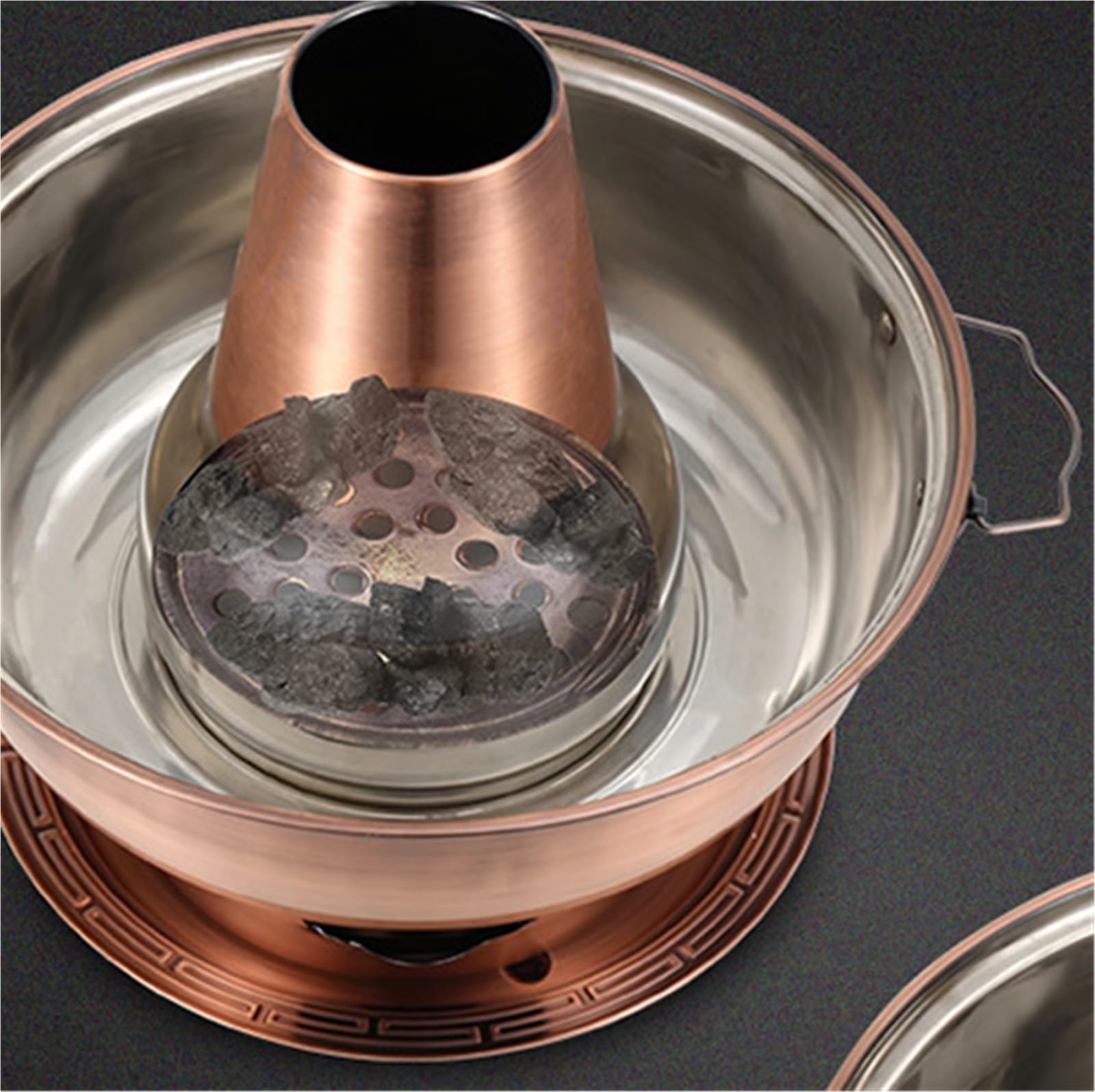 Olla Portátil para Camping Olla De Carbón Acero Inoxidable Shabu For Servir Sopa For El Hogar Cenas Picnics Restaurantes Y Buffets(32cm)