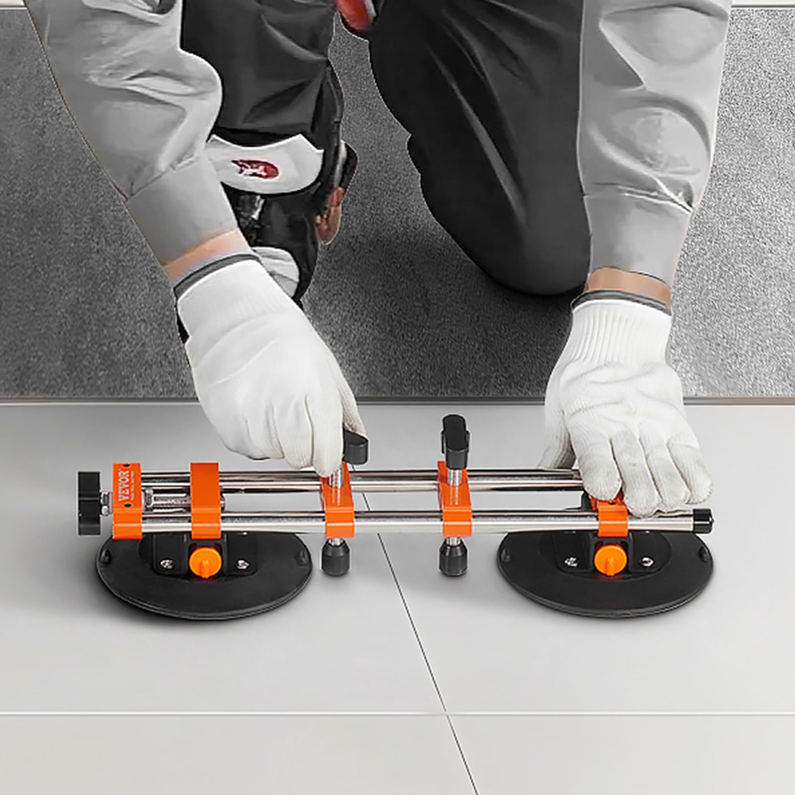 VEVOR Incastonatore per Giunzioni Marmo 435 x 155 x 110 mm 2 Confezioni, posizionatore per giunti in granito con Ventose a Vuoto da 152 mm giuntatrice per giunti e livellamento, Regolabile a 180°
