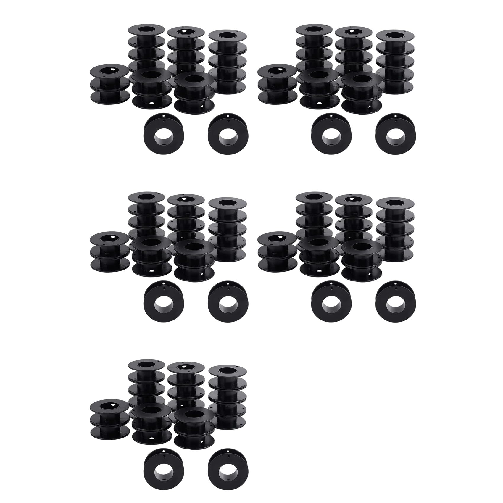 Jnchdghwa Black 100Pcs Empty Spools, 2.1X0.7 Inch Plastic Thread Spools Ribbon Spools Craft Spools Wire Spool Weaving Bobbins