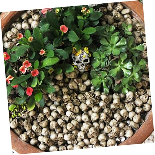 Miniatura 9 de Happyyami 20 adornos de calavera de Halloween de hierro forjado, maceta de flores para decoración de escritorio, decoración de miniture,