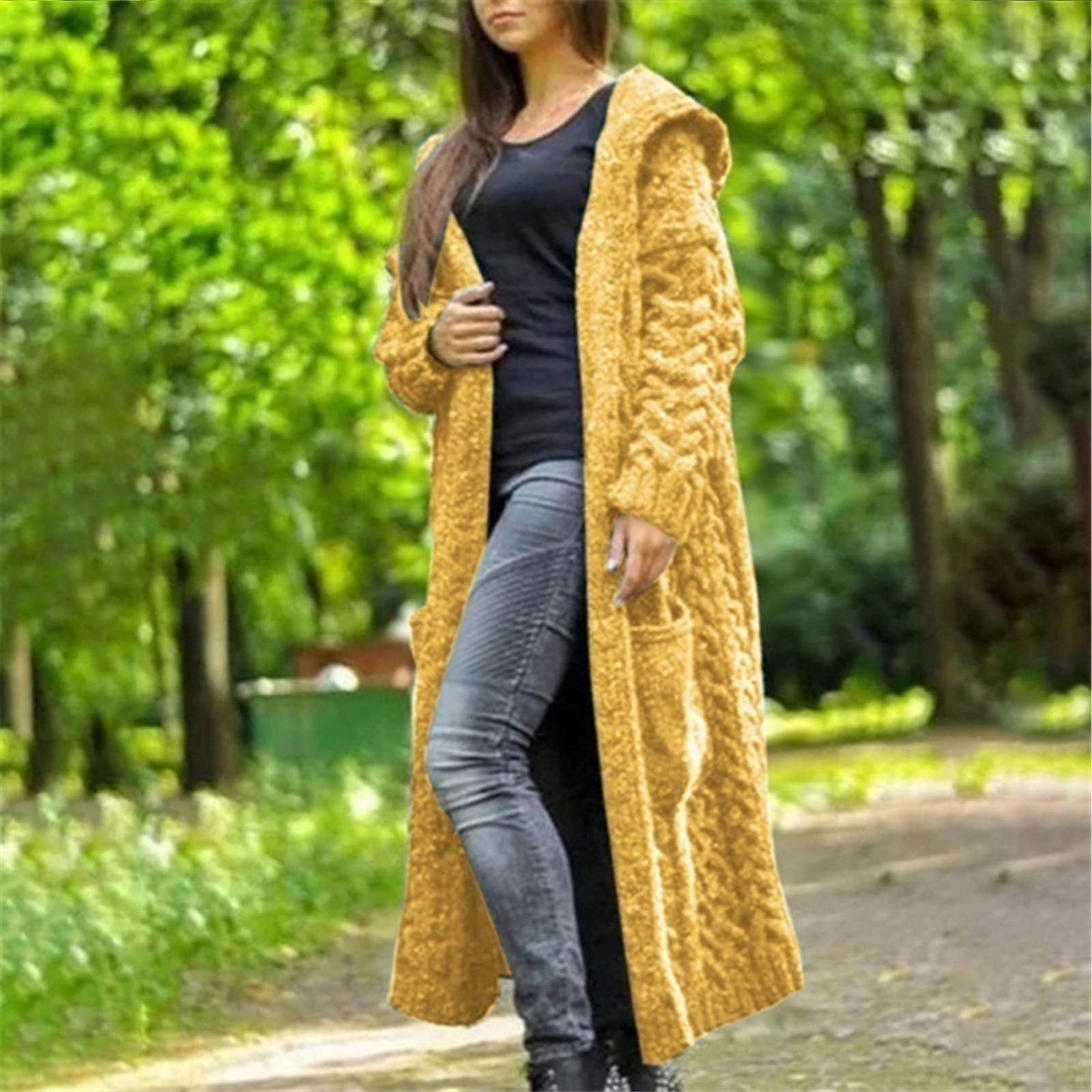 Cárdigan con botones para mujer, suéter de punto grueso de gran tamaño, suave, manga larga, parte delantera abierta, abrigo holgado con 2 bolsillos, ropa de punto acanalado, ropa de abrigo ligera y