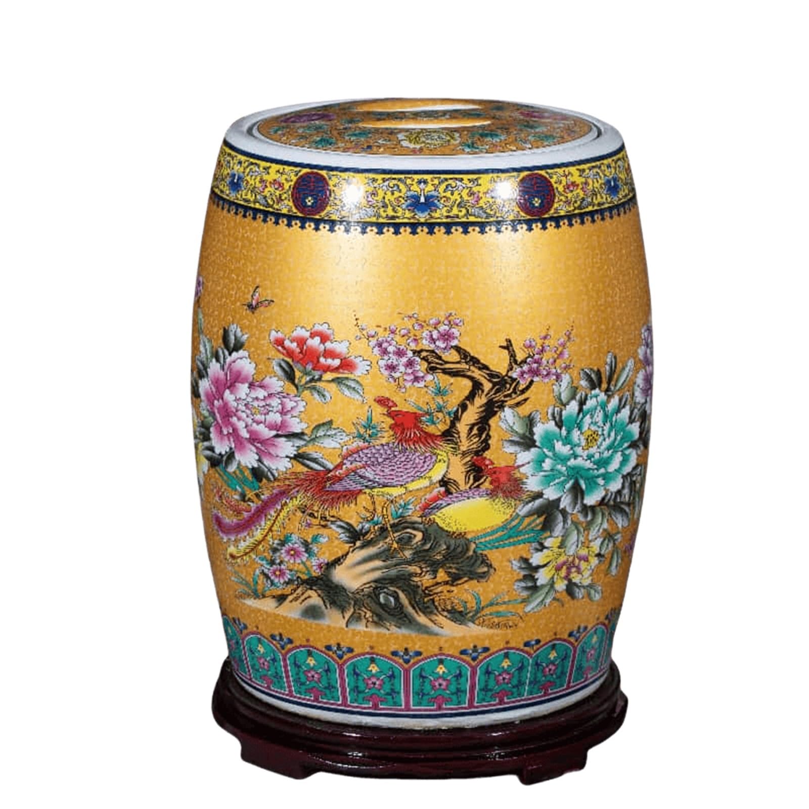 NEONMAN Large Ceramic Rice Jar with Airtight Lid – Vintage Grain Storage Container for Household Kitchen, Ideal for Rice, Grains, Flour, Sugar & Dry Goods(Gold,25kg)