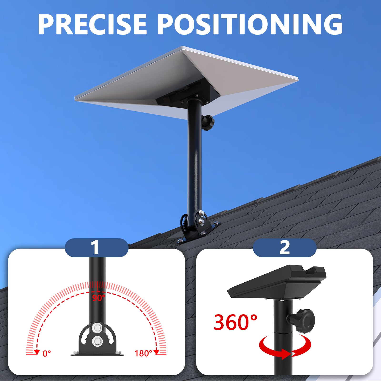 Kit di Montaggio sul Tetto Starlink Gen 3 Regolabile a 180° Compatibile con Gen 3 / V3, Supporto per Palo Starlink con Adattatore per Tubo Gen 3
