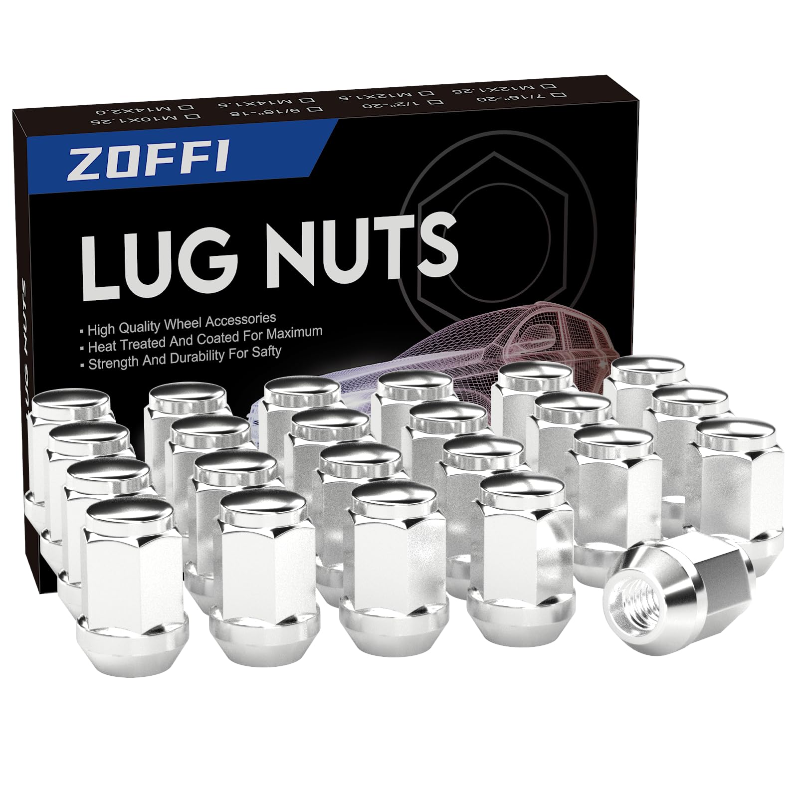 Amazon.com: ZOFFI 23pcs Chrome Closed End Solid Lug Nuts - 1/2-20
