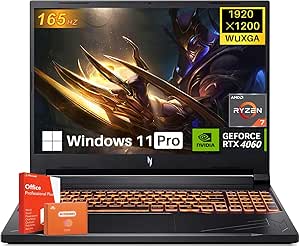 acer Nitro V16 Gaming Laptop, 16" WUXGA 165Hz Display, 8-Core AMD Ryzen 7 8845HS Up to 5.10 GHz, GeForce RTX 4060, 64 GB DDR5 RAM, 4 TB SSD, Backlit Keyboard, Office Lifetime License, Win11 Pro