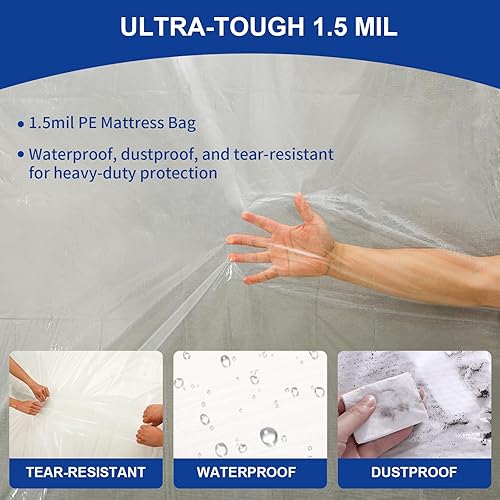 Miniatura 3 de TopSoon Mattress Storage Bag Mattress Disposal Bag Full/Twin Size 54-Inch by 87-Inch Clear